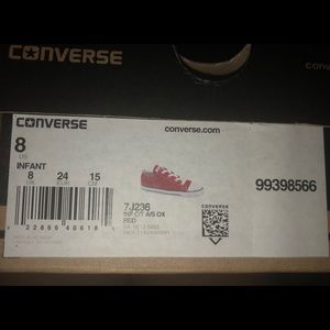 Red/white toddler girl converse sneakers